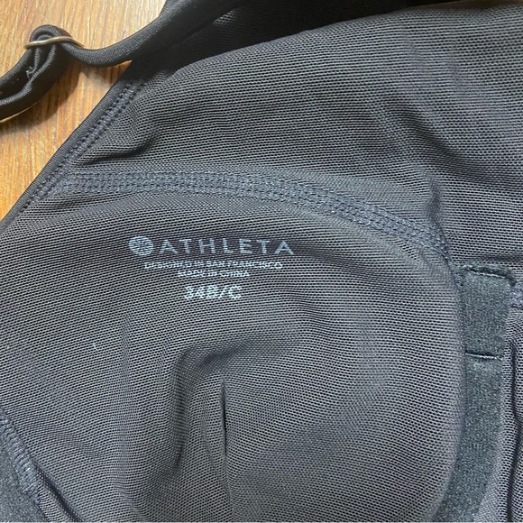 Athleta Ibiza Geo Bra Cup Bikini Swim Top Women’s Size 34 B/C Black SPF Swim - Picture 6 of 7